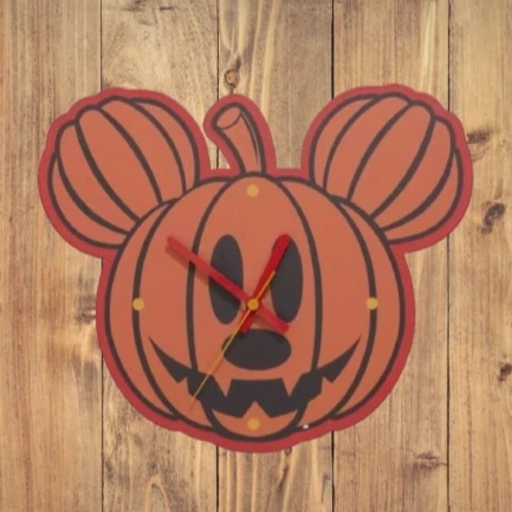Disney's Mickey Mouse Face, Pumpkin Shape Metal Wall Analog Clock 11” Battery